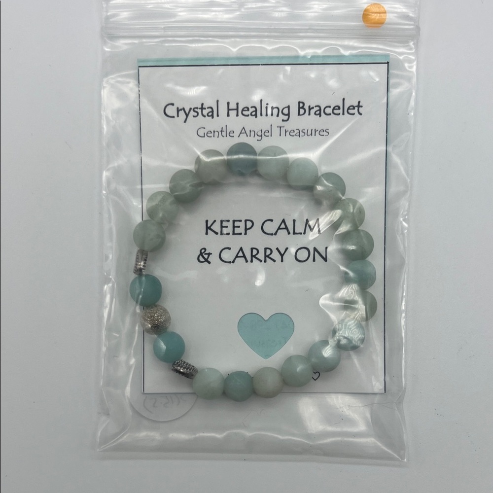 Amazonite Stretch Bracelet • Matte 8mm Beads • Silvertone Spacers • 6” • NWT